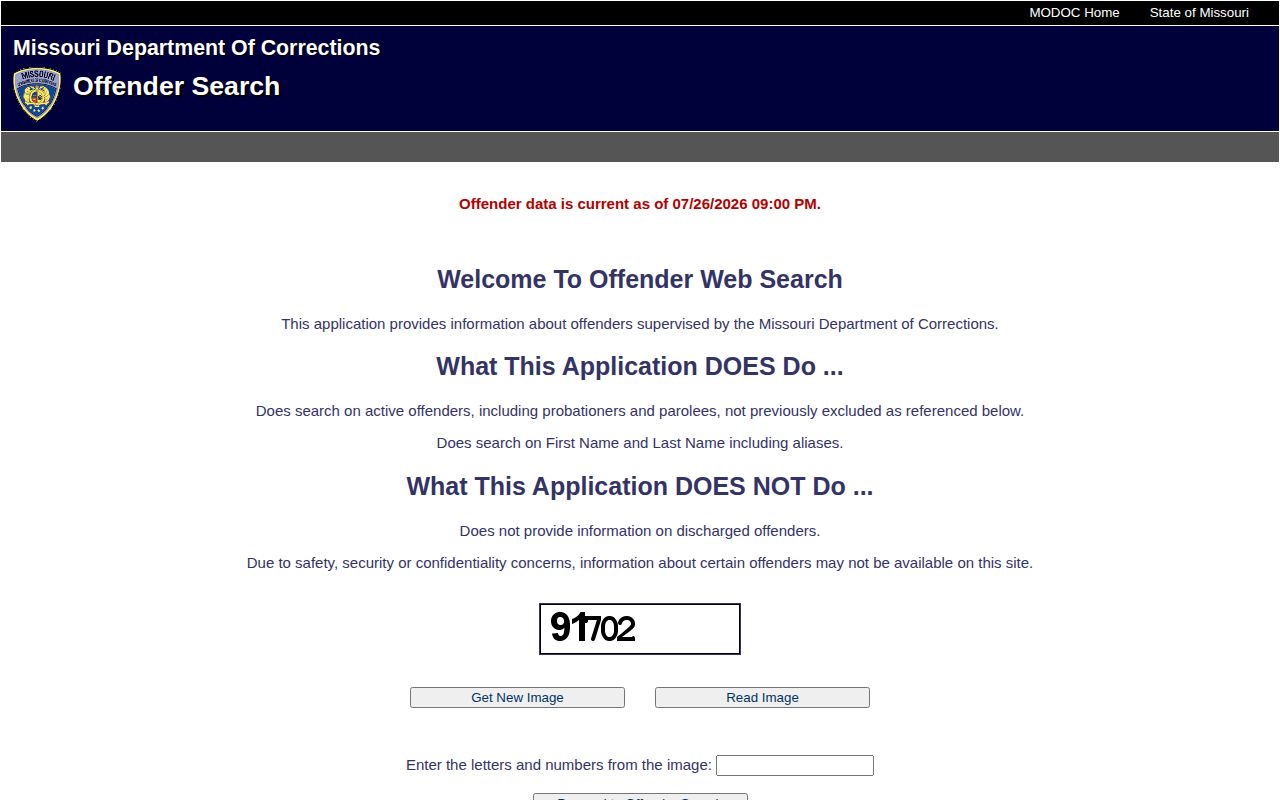 MODOC active offender search for Dallas County released inmates