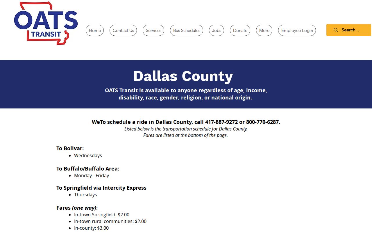 OATS rural transportation after a Dallas County release