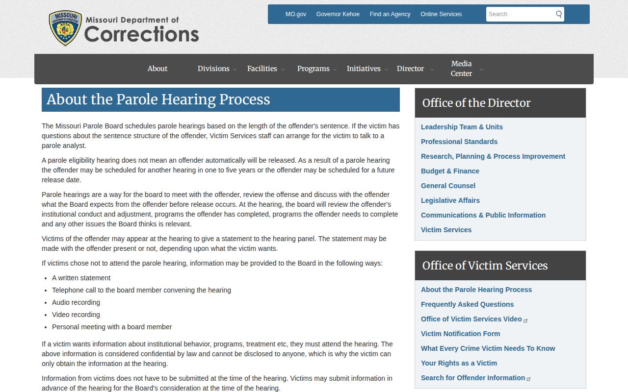 Missouri parole hearing information for Dallas County post-release supervision decisions